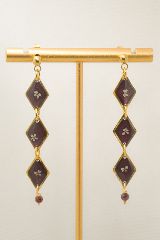 Queen Anne’s Lace & Granate earrings
