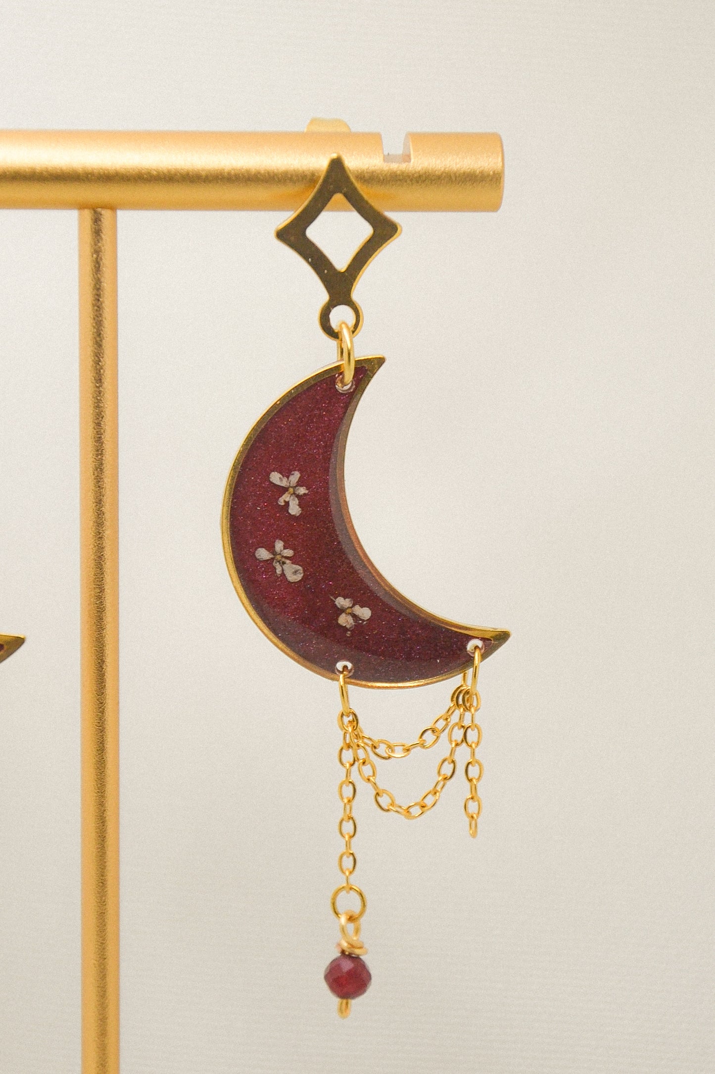 Queen Anne’s Lace & Ruby  earrings