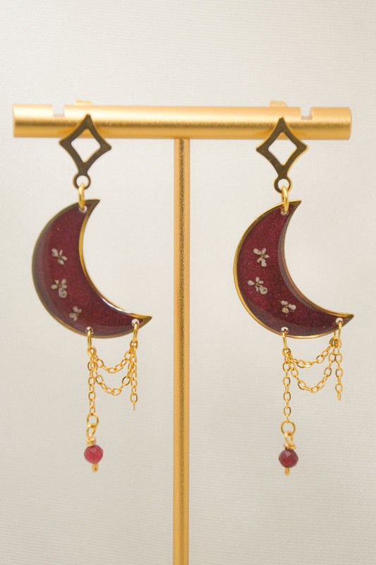Queen Anne’s Lace & Ruby  earrings