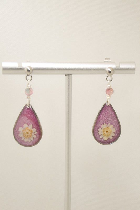 Rice flower & tourmaline earrings